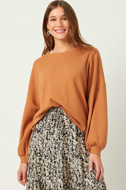 The Solid Waffle Knit Top