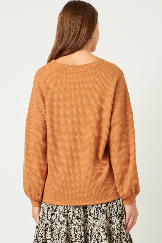 The Solid Waffle Knit Top