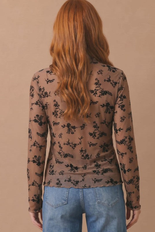 The Velvet Floral Mesh Top