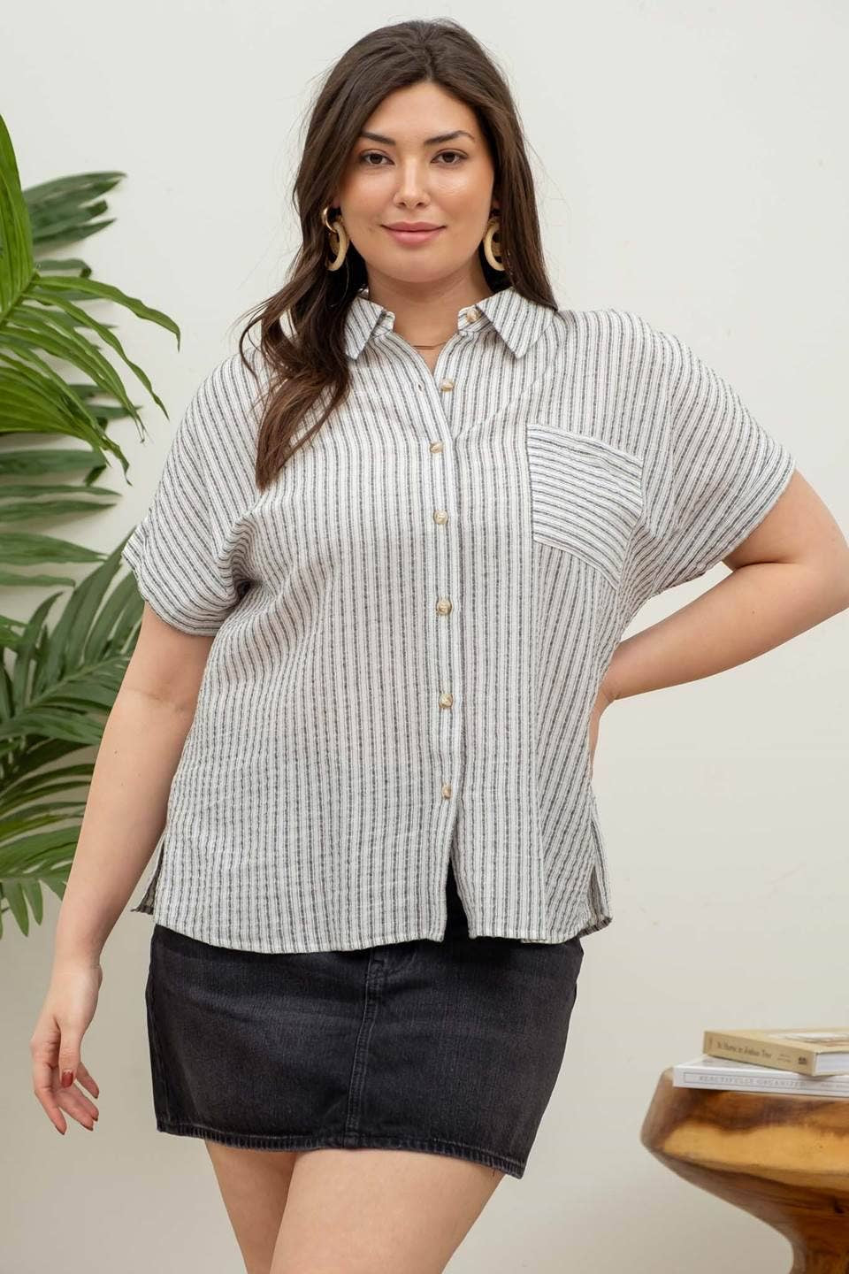 Sophisticated Monday Button Top