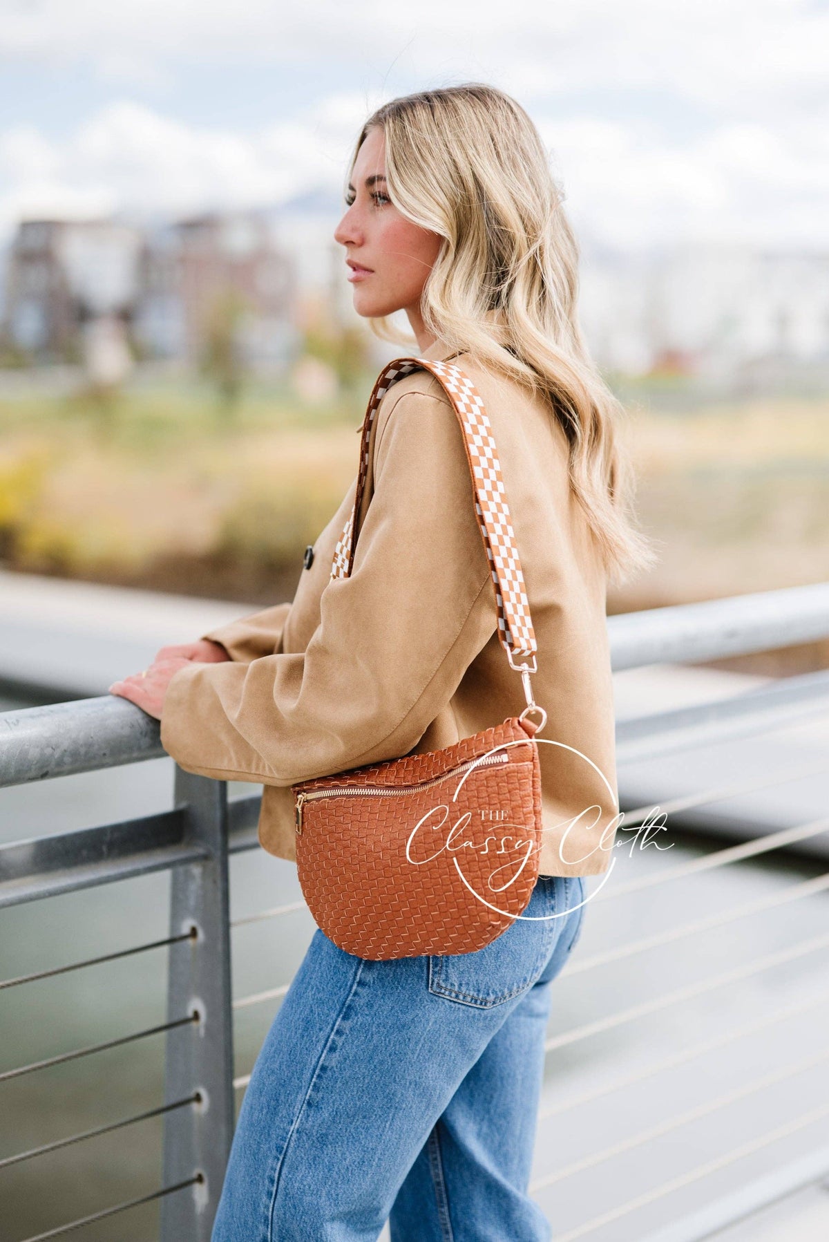 Willa Woven Bum Bag Crossbody in Tan