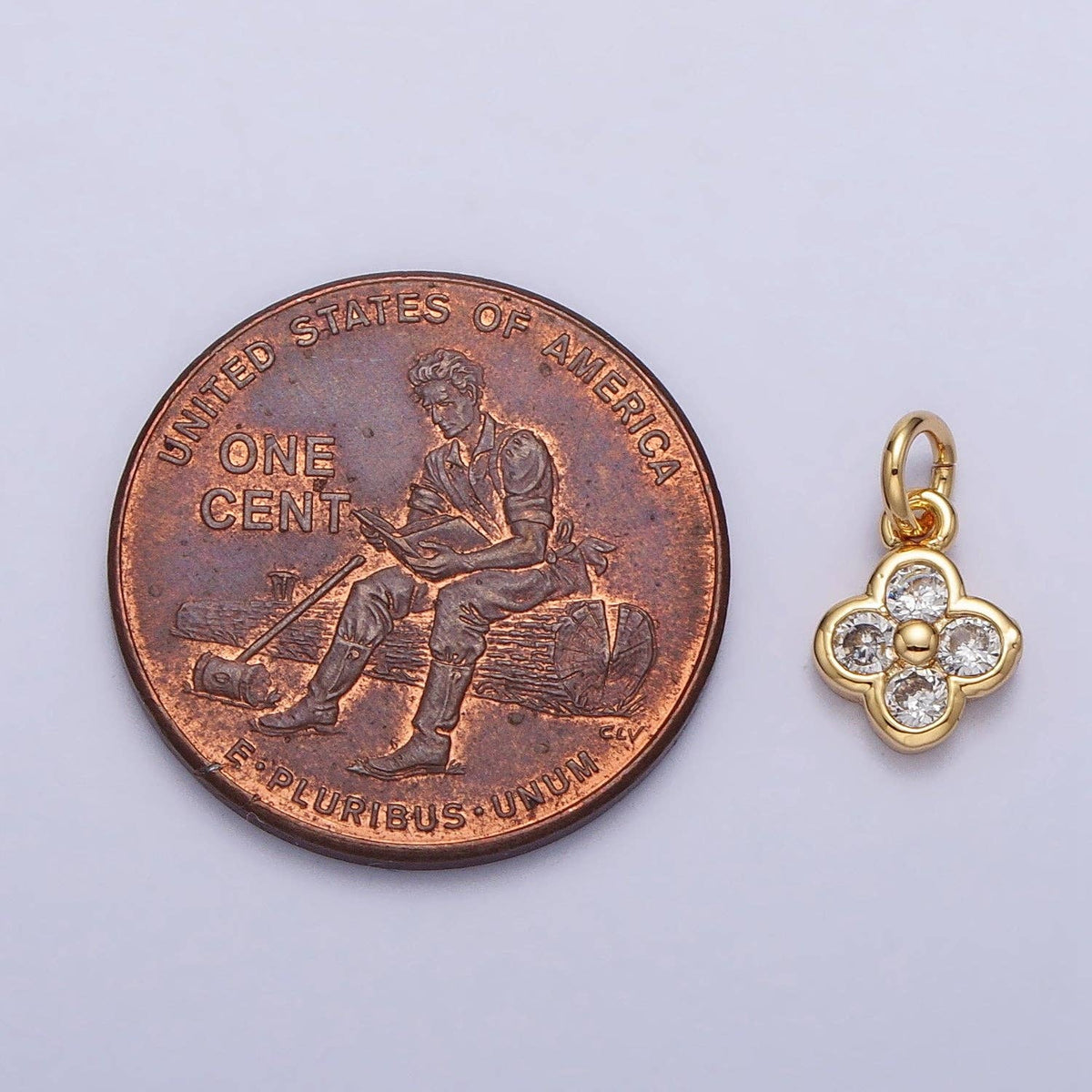 Clear Bezel Clover Mini Charm in Gold & Silver