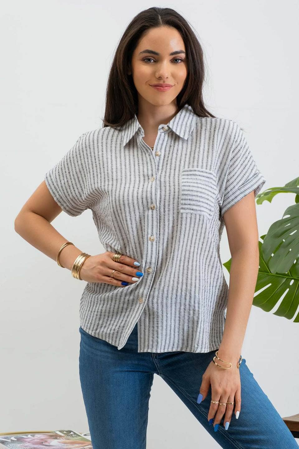 Sophisticated Monday Button Top