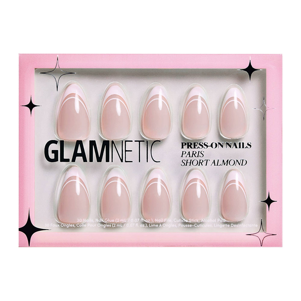 Paris Press-On Nails Classic French Tip Short Almond