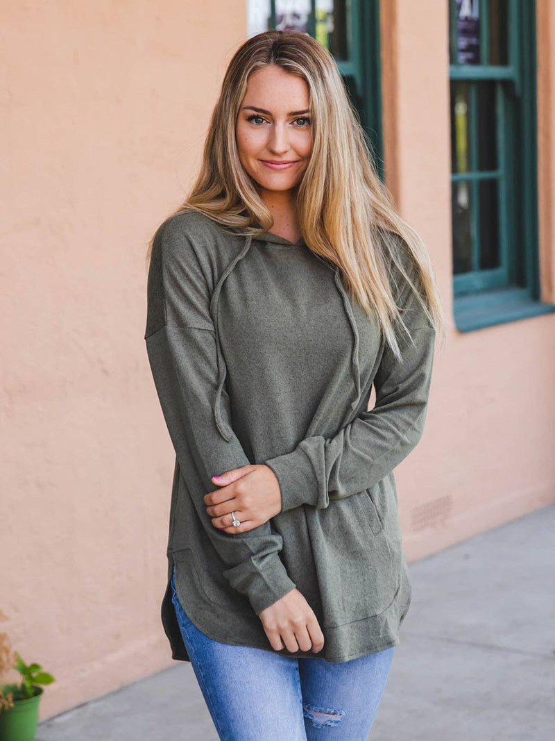 Soft Hooded Front Pocket Top