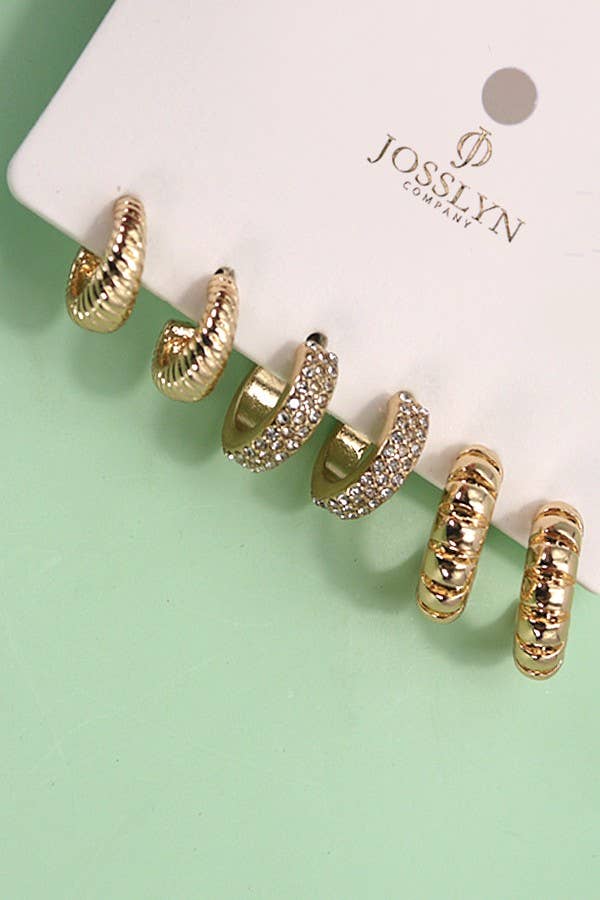 Trio Rhinestone Huggie set