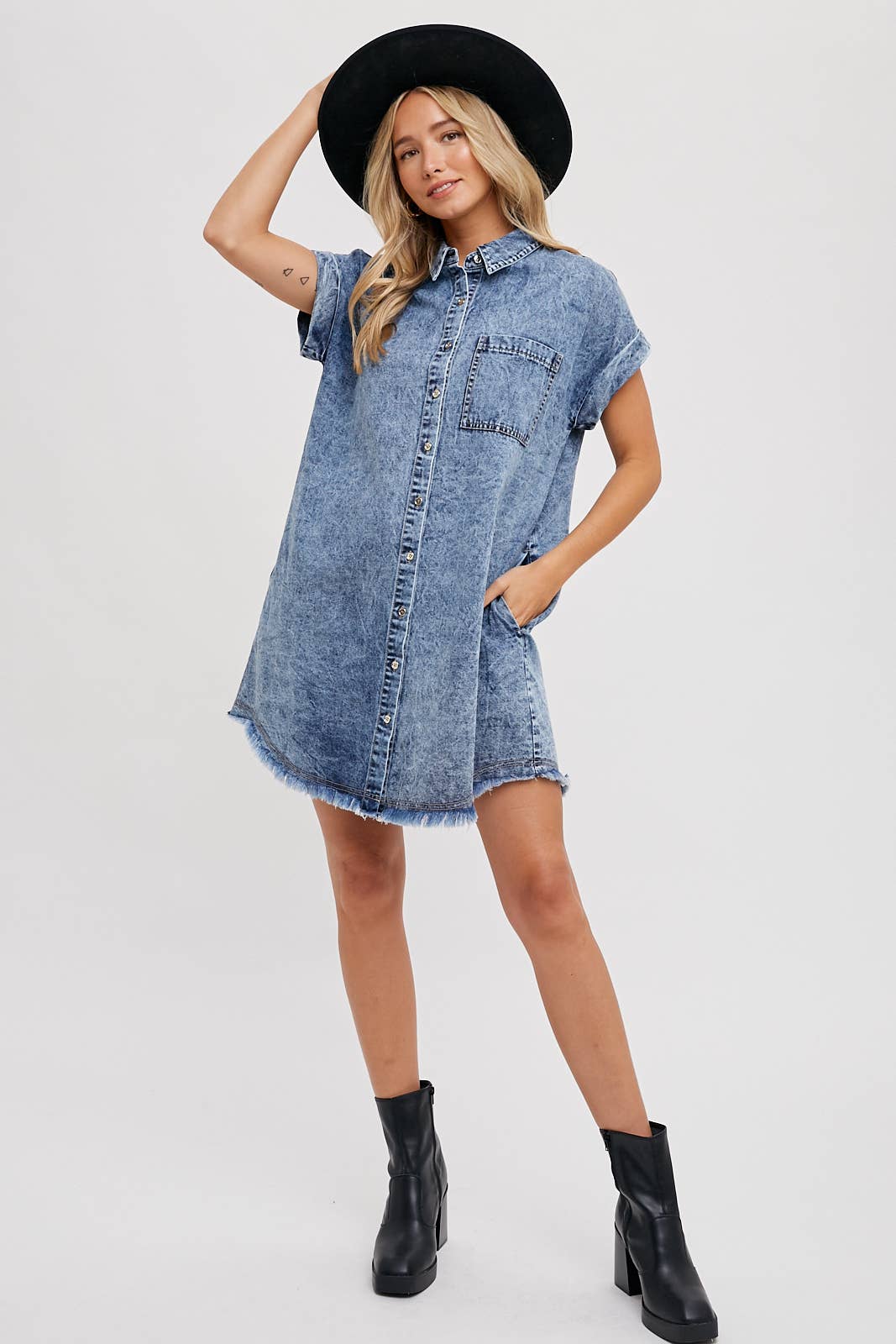 The Frayed Hem Denim Dress