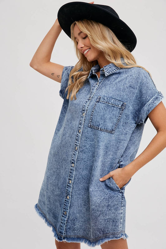 The Frayed Hem Denim Dress