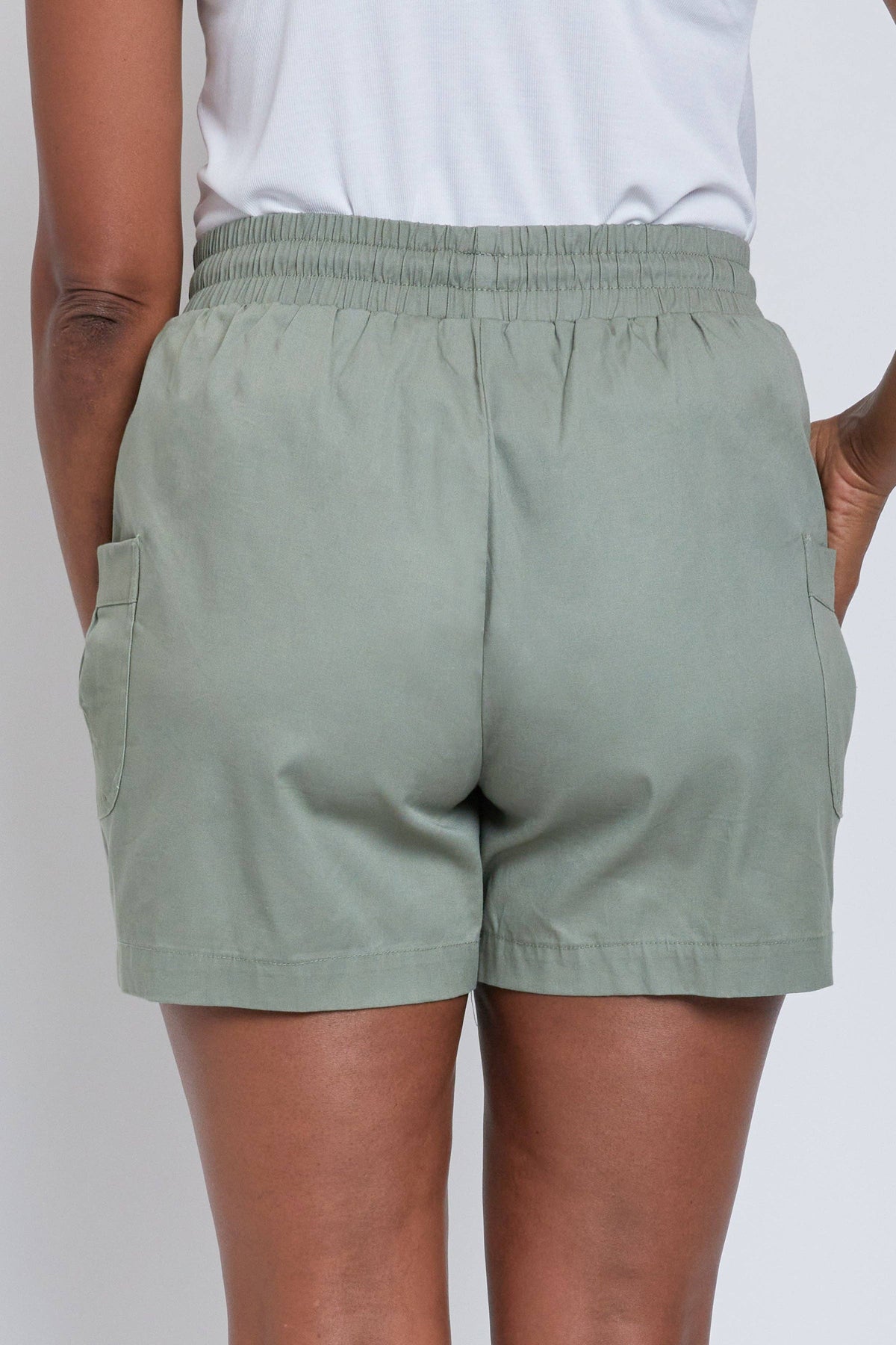 Drawstring Shorts with Pleated Side Pockets