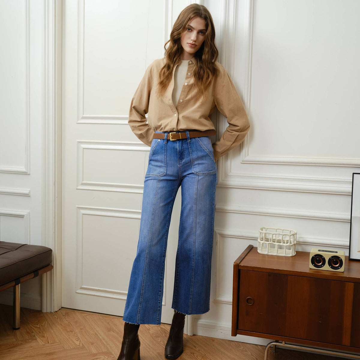 Jess High Rise Relaxed Straight Denim Jeans