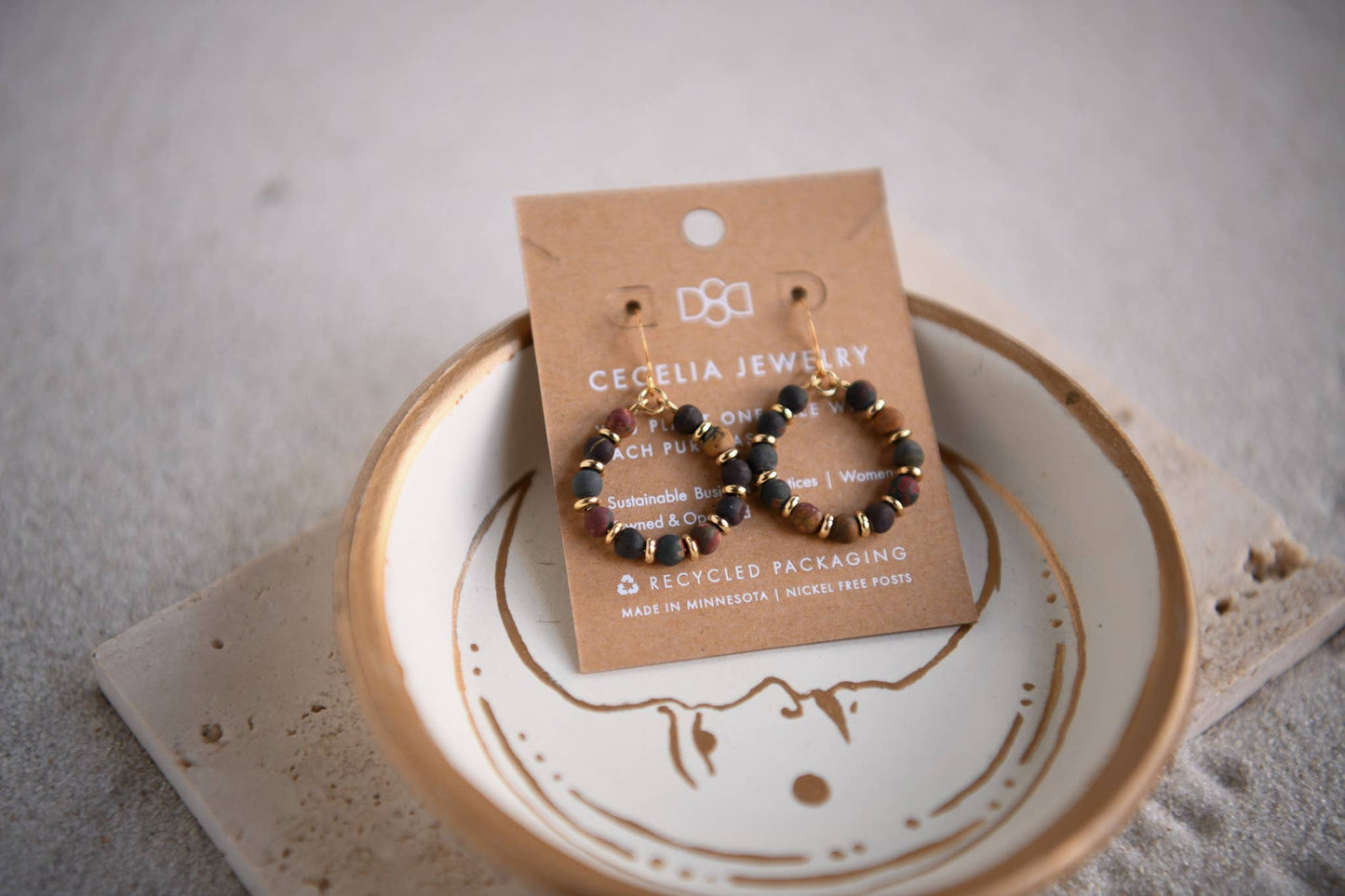 Gaia Gemstone Beaded Hoop Earrings