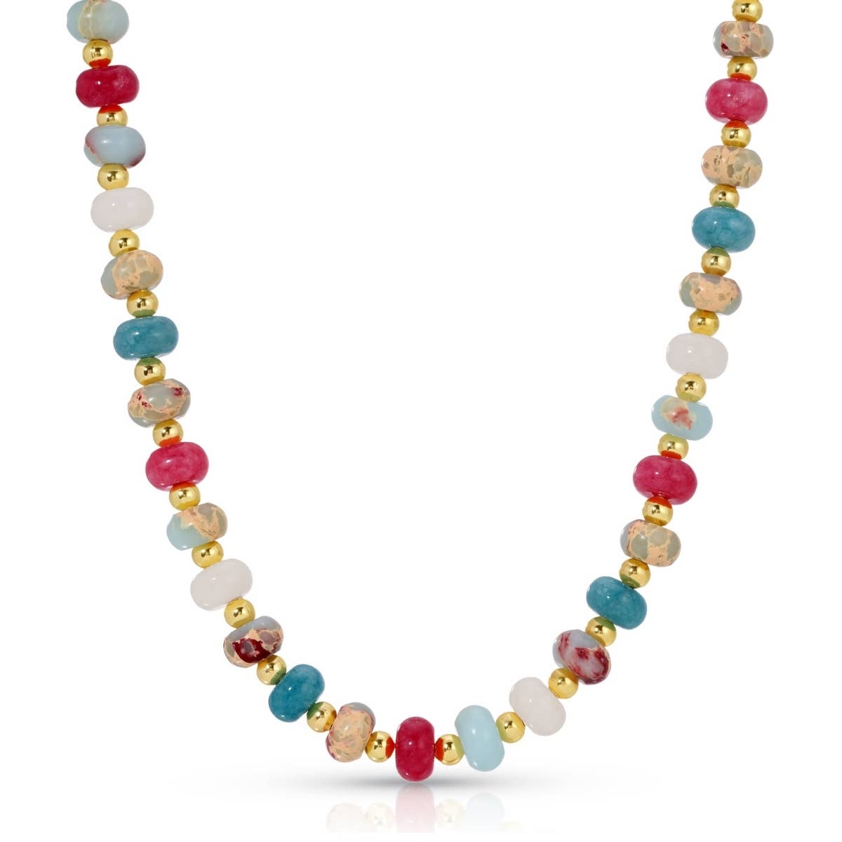 Vibrant Stone Statement Necklace: Aqua/Pink/Teal