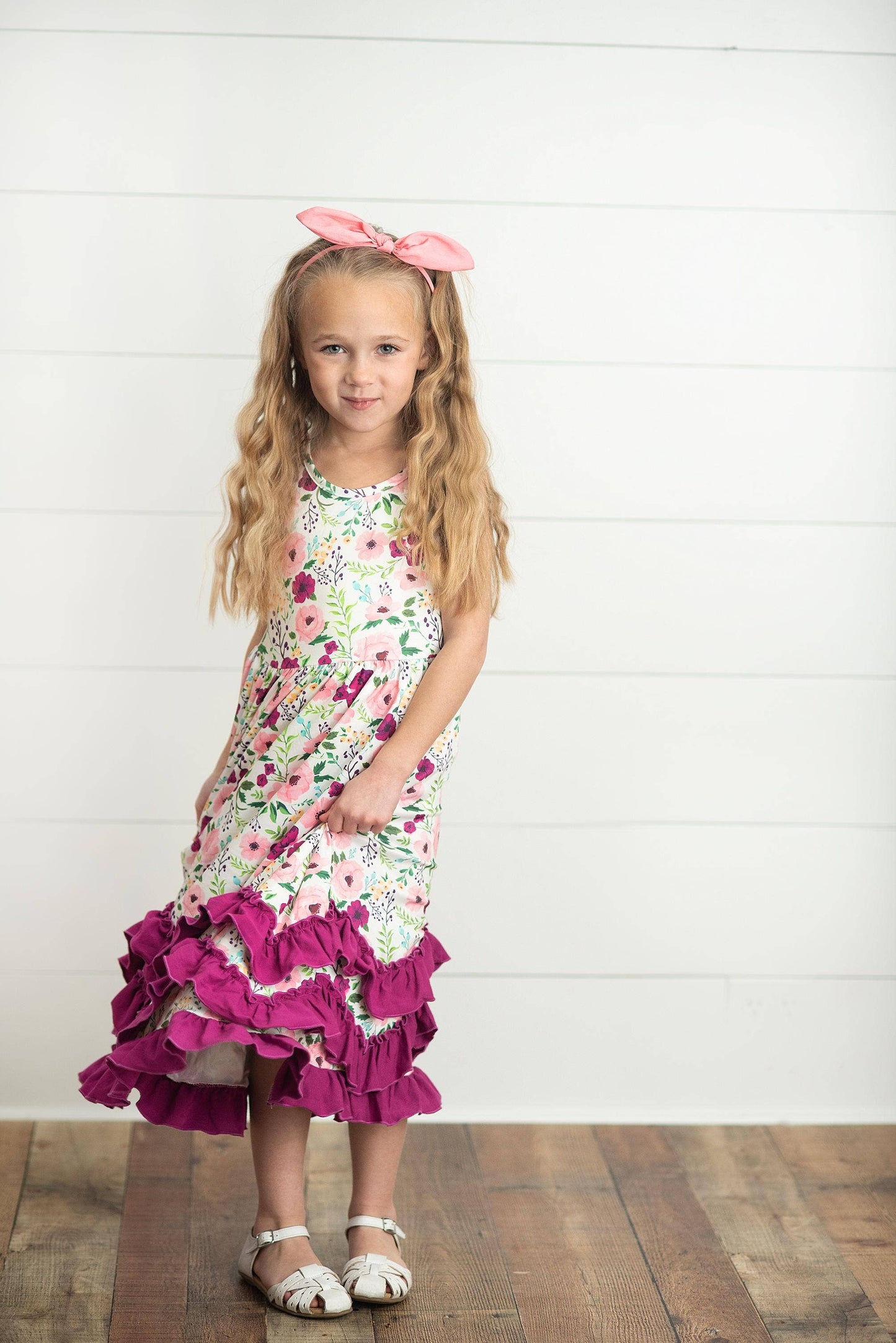 Kids Plum Floral Dress