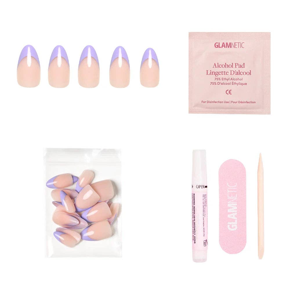 French Lilac Press-On Nails Short Almond