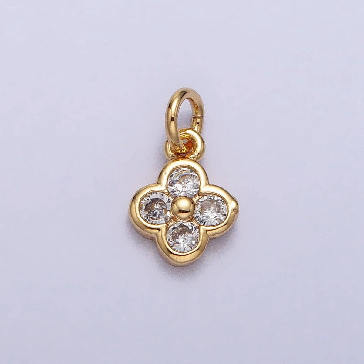 Clear Bezel Clover Mini Charm in Gold & Silver
