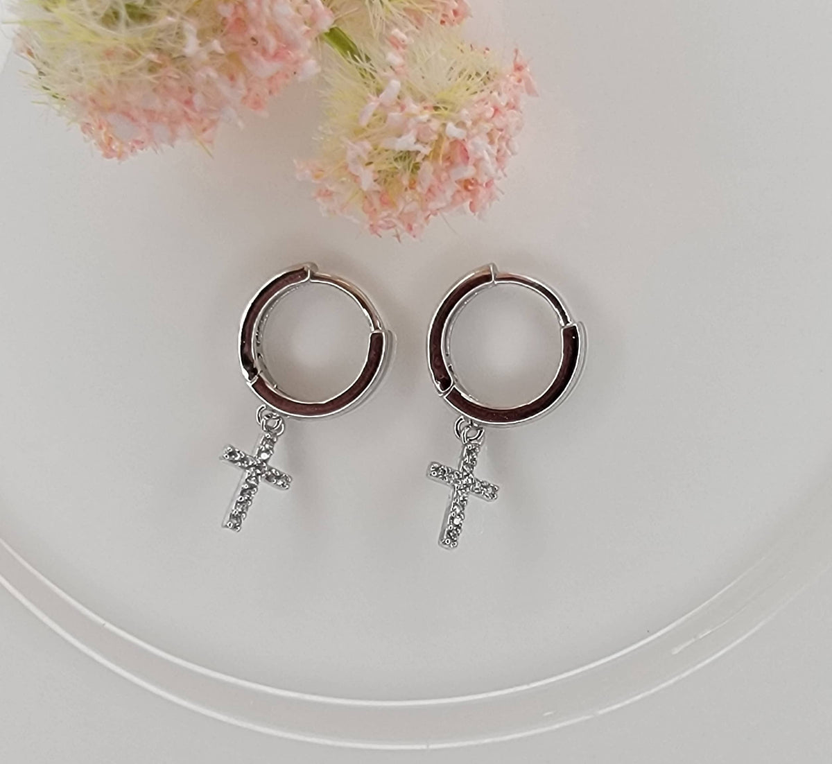 Cross Huggie Earrings