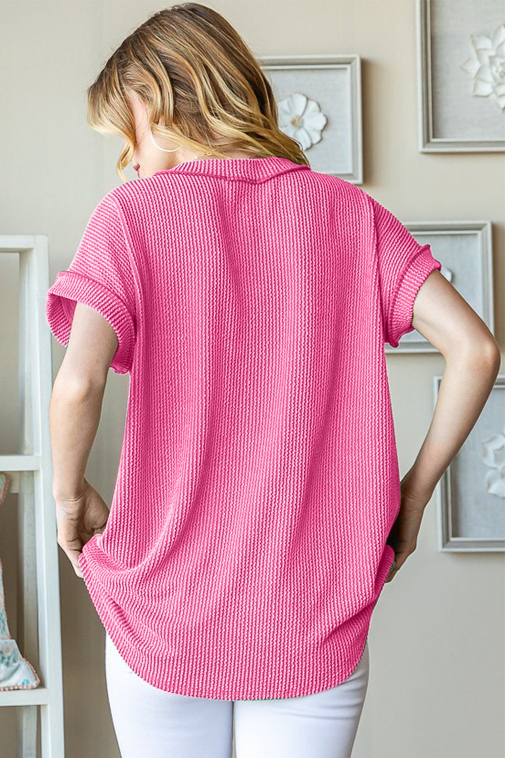 The Sasha Front Pocket Short Sleeve Ribbed Top