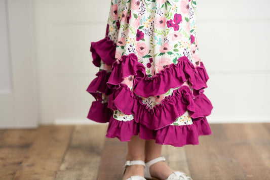 Kids Plum Floral Dress