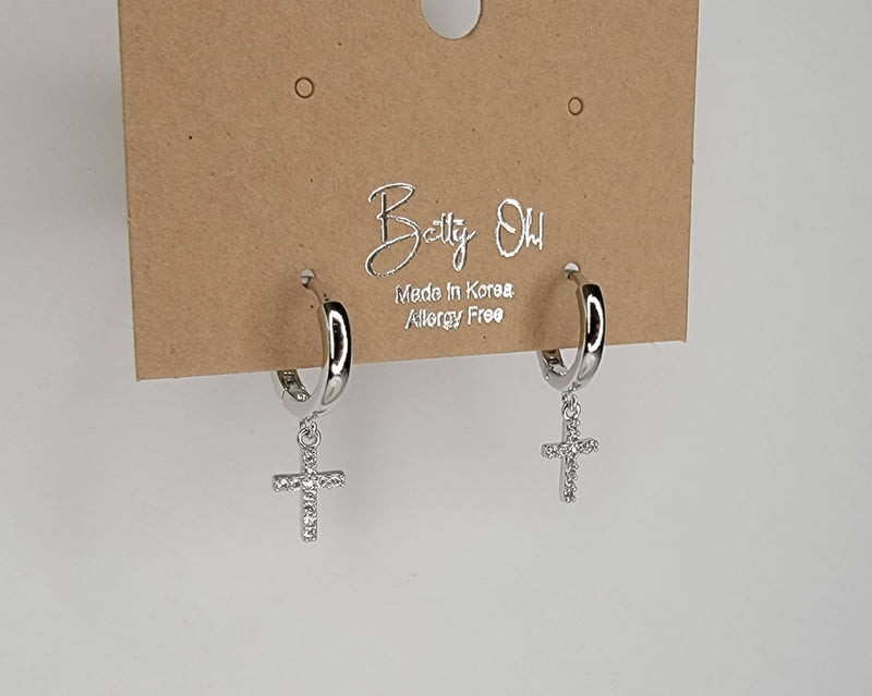 Cross Huggie Earrings