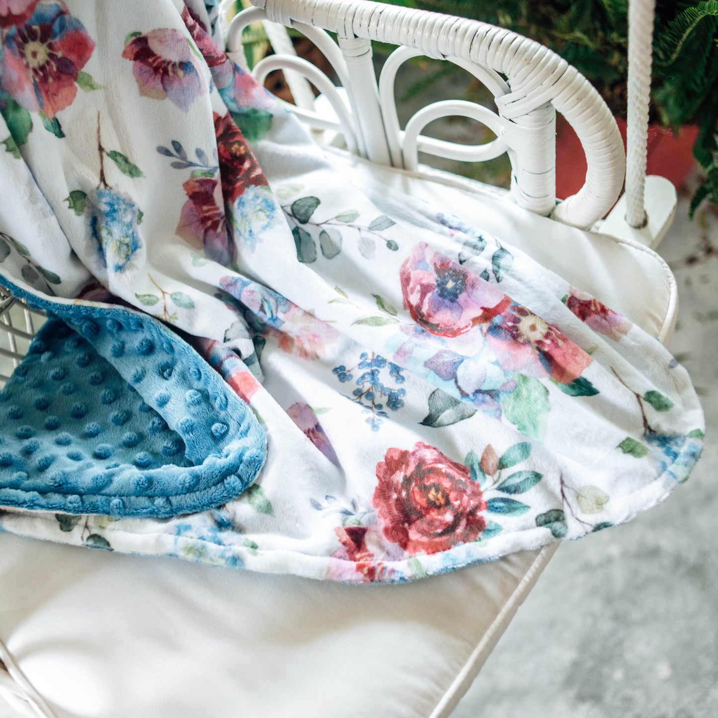 Minky Blanket - Blue Floral