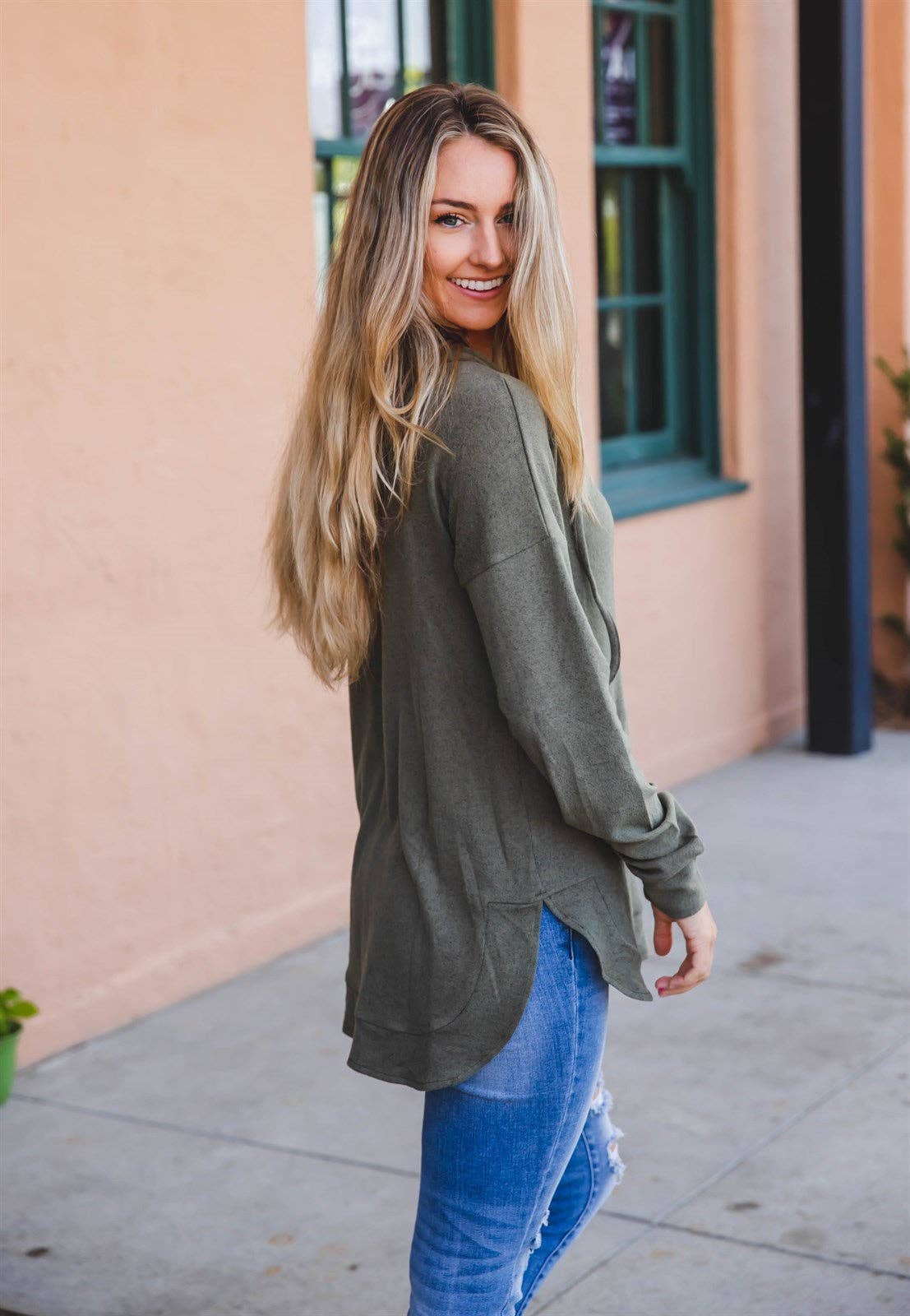 Soft Hooded Front Pocket Top