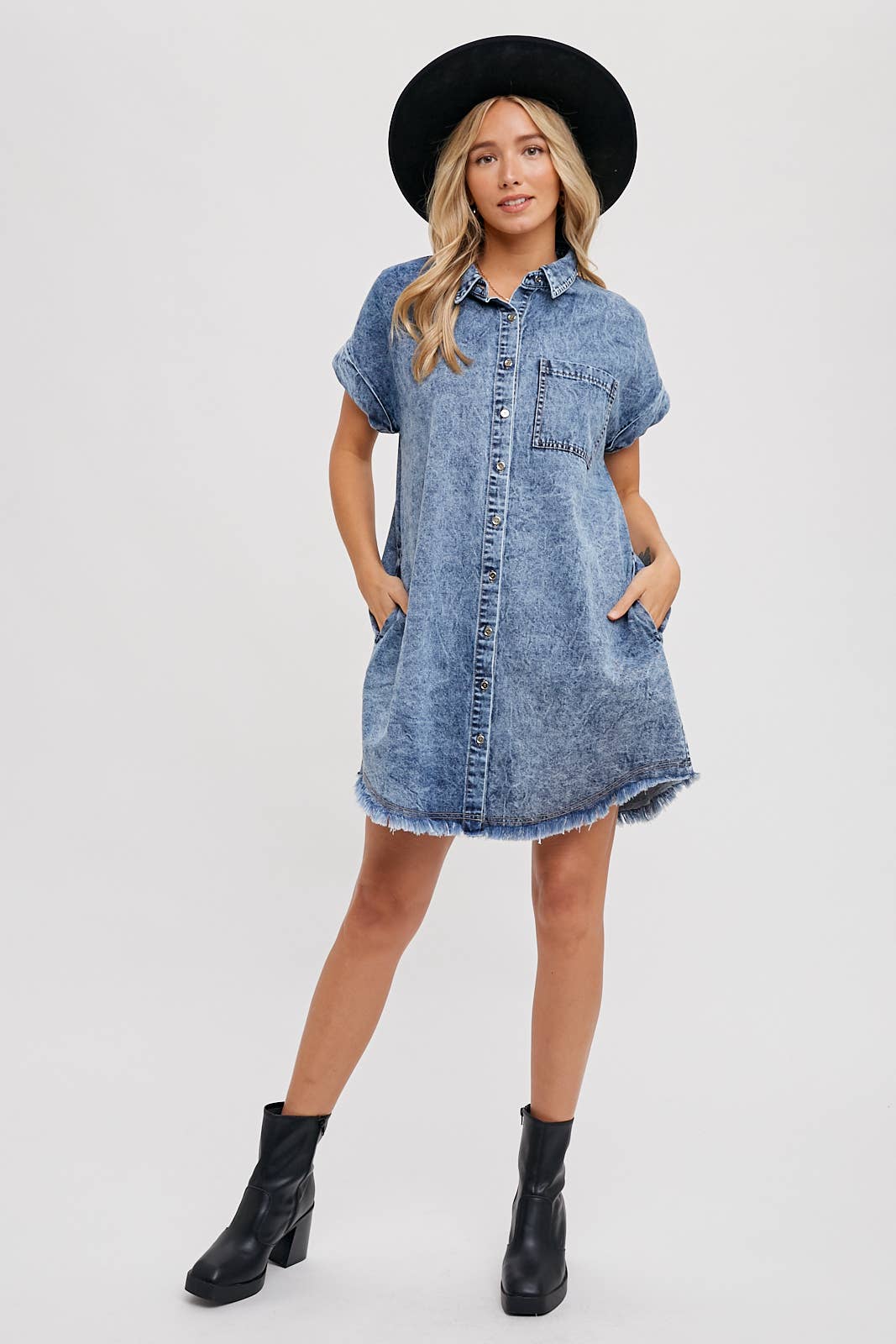 The Frayed Hem Denim Dress