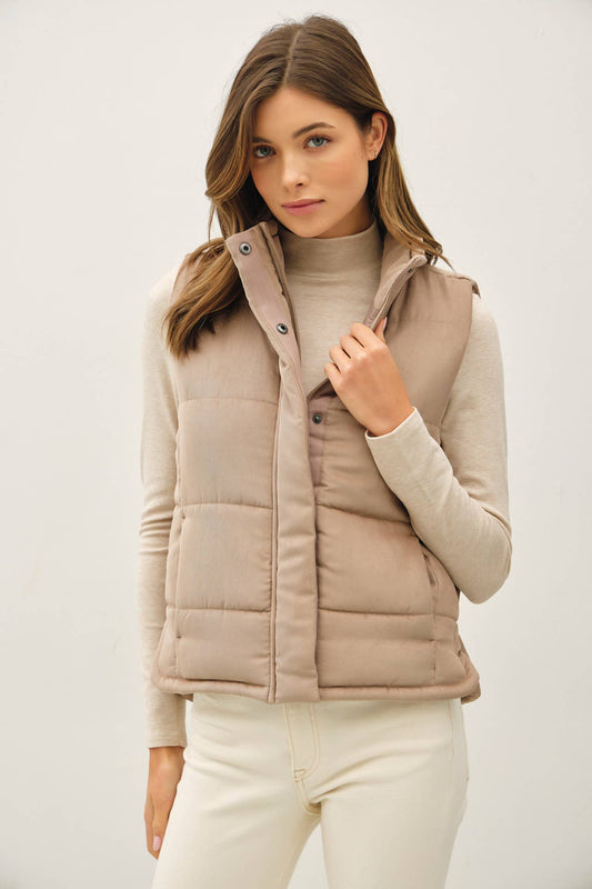 The Suede Puffer Vest