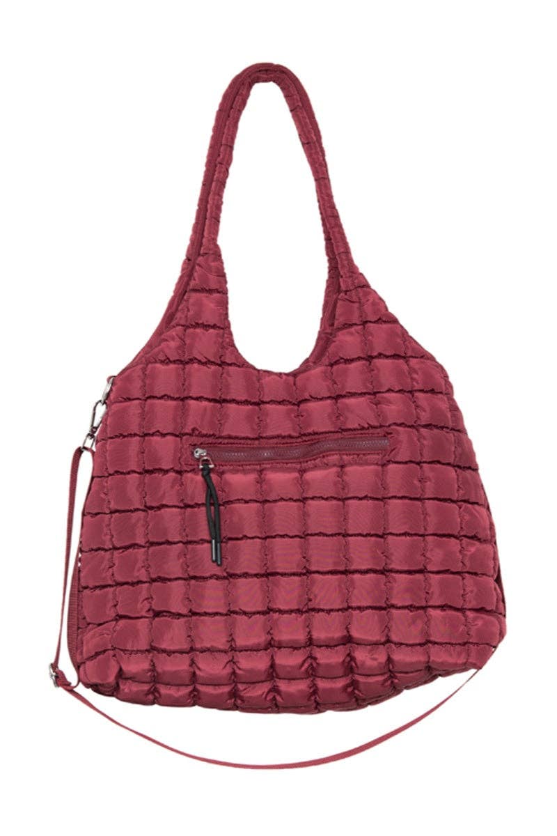 Wine Rectangular Puffer Tote Bag