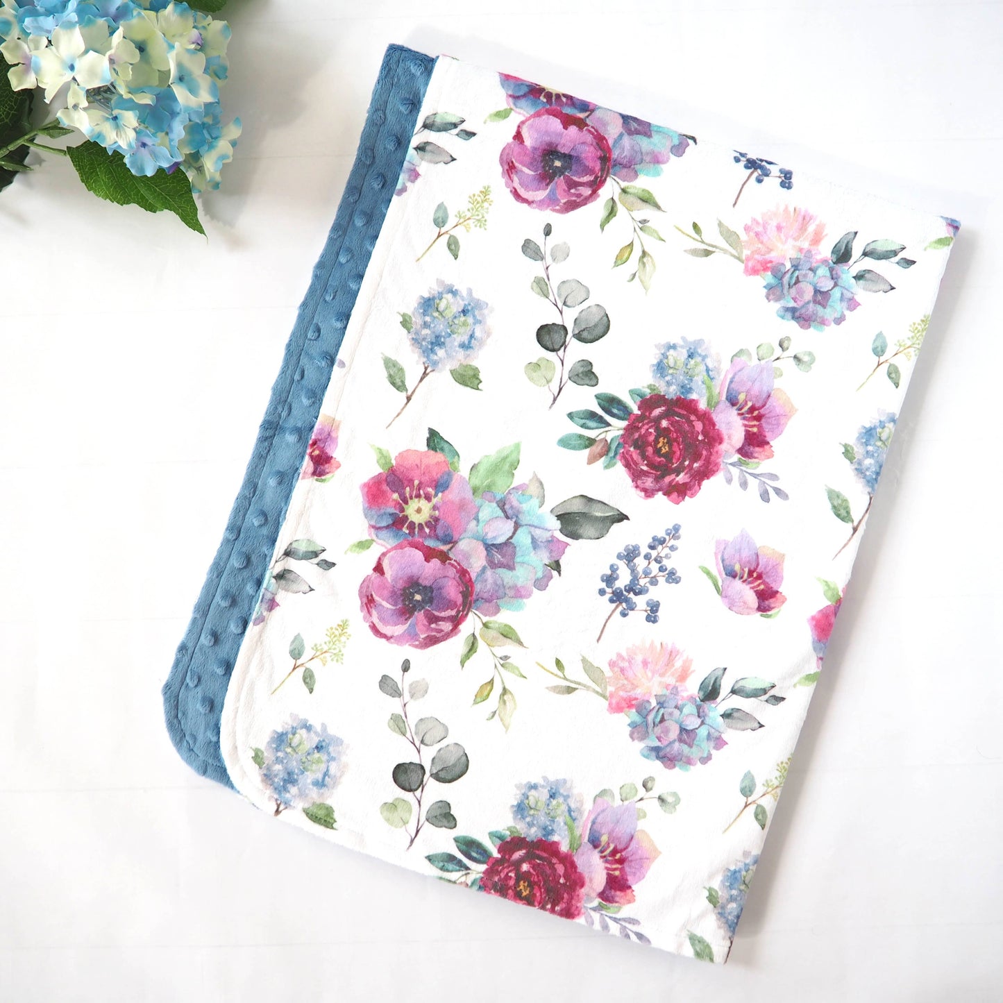 Minky Blanket - Blue Floral