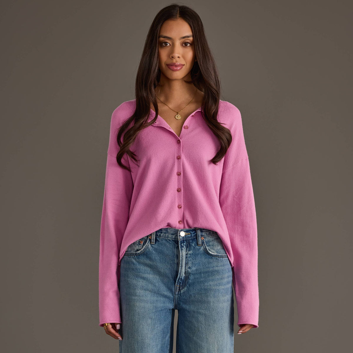 The Fuchsia Button Up Cardigan
