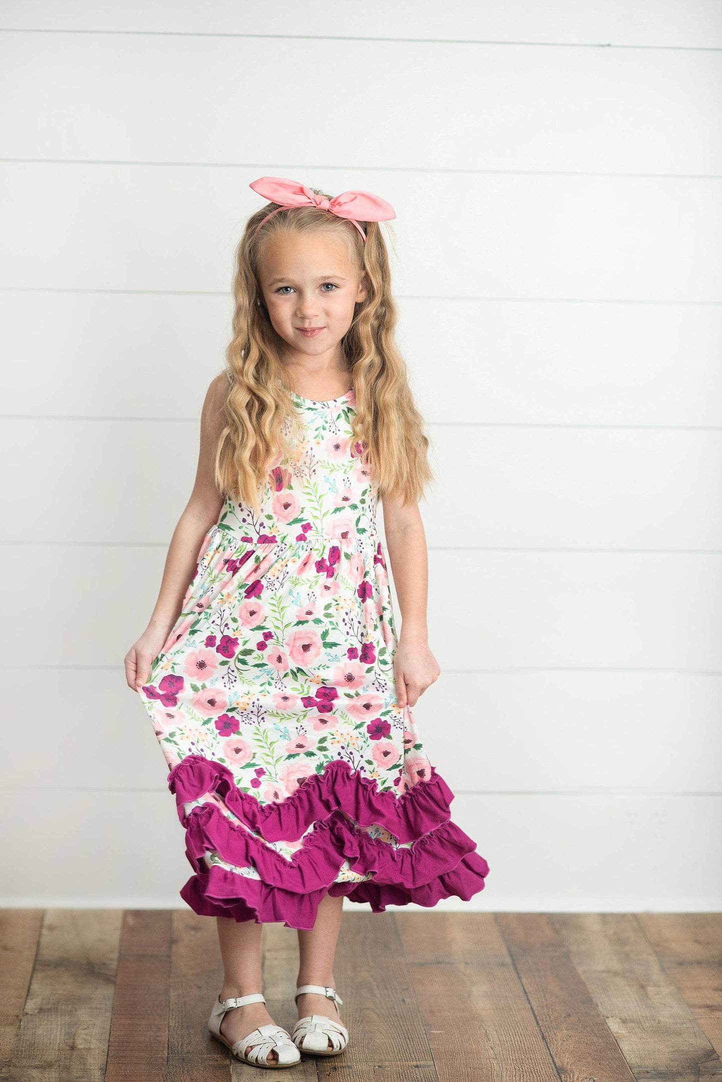 Kids Plum Floral Dress