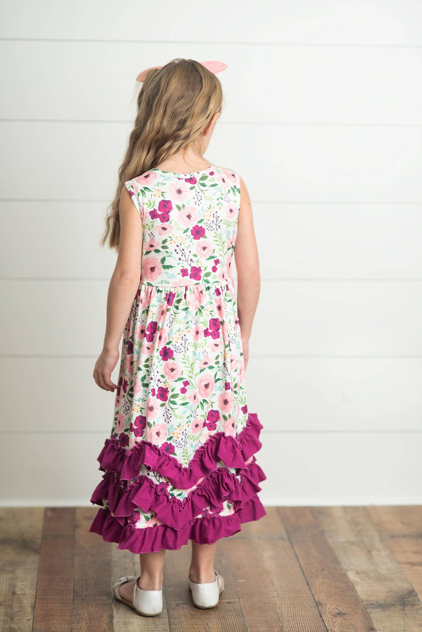 Kids Plum Floral Dress