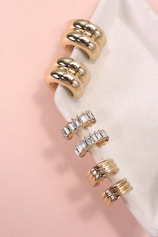 Double Hoop Huggie Earring Set