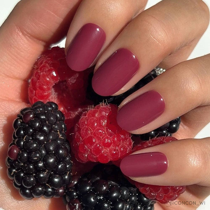Berry Maroon Press-On Nails Short Round