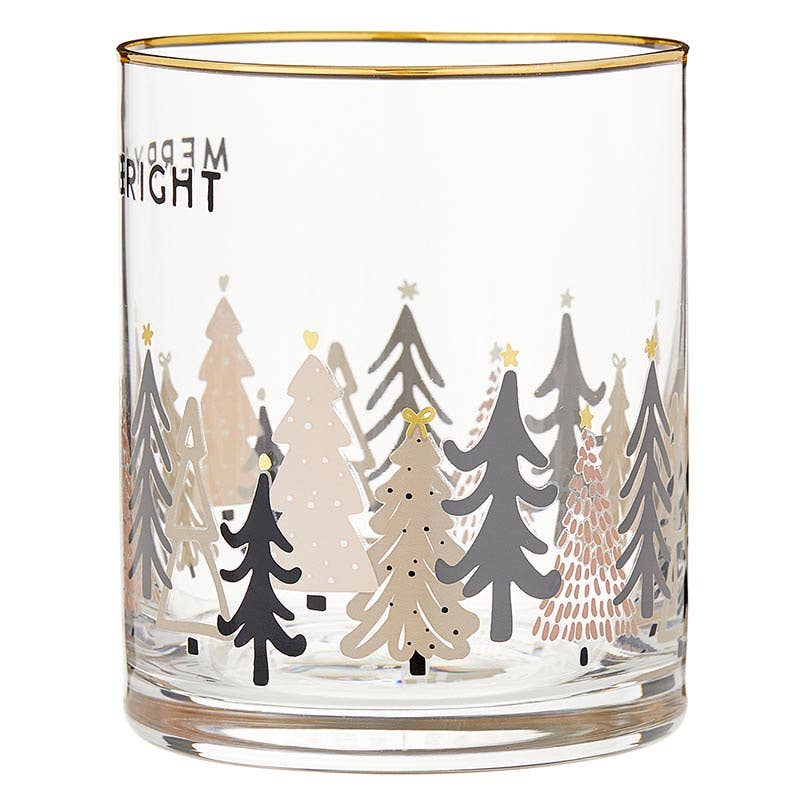 Gold Rimmed Rocks Glass - Merry & Bright