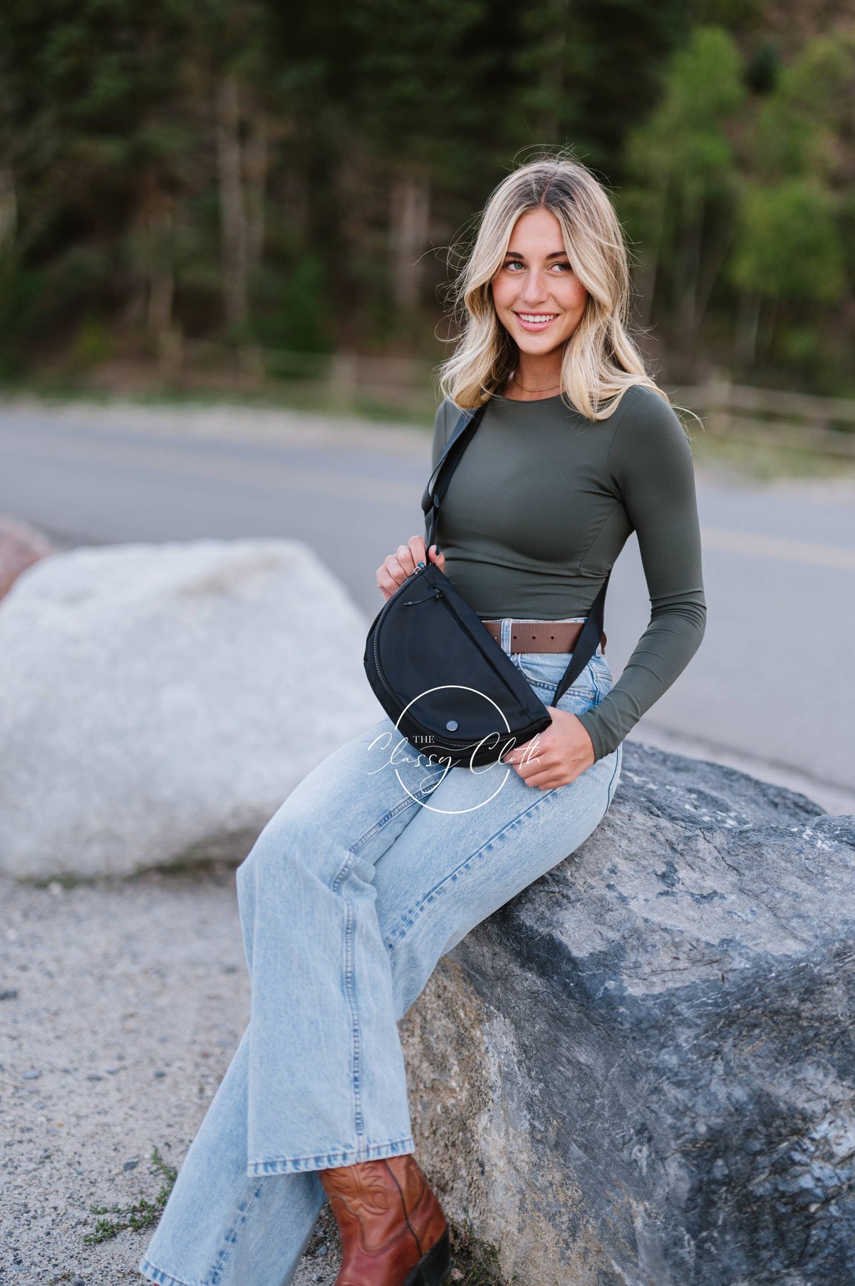 Margot Moon Belt Bag in Black