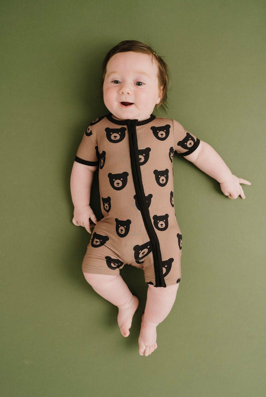 Brown Bear Bamboo Short Romper