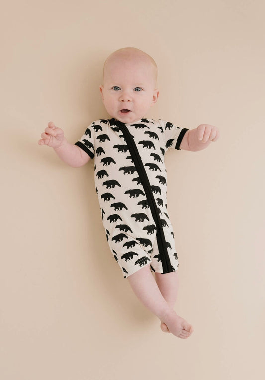 Black Bear Bamboo Short Romper