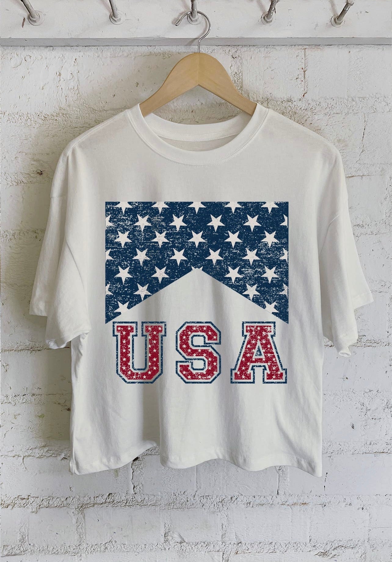 USA Graphic Long Crop Tee