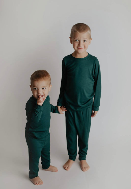 Ribbed Forest Green Kids Loungewear