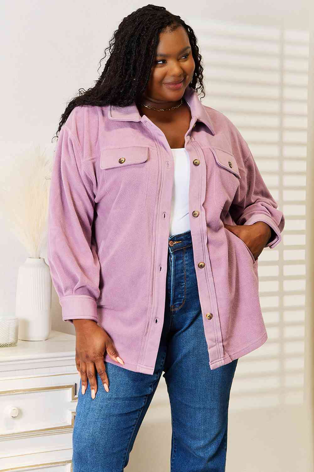 The Cozy Girl Full Size Button Down Shacket