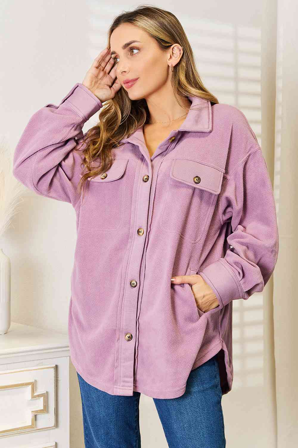 The Cozy Girl Full Size Button Down Shacket