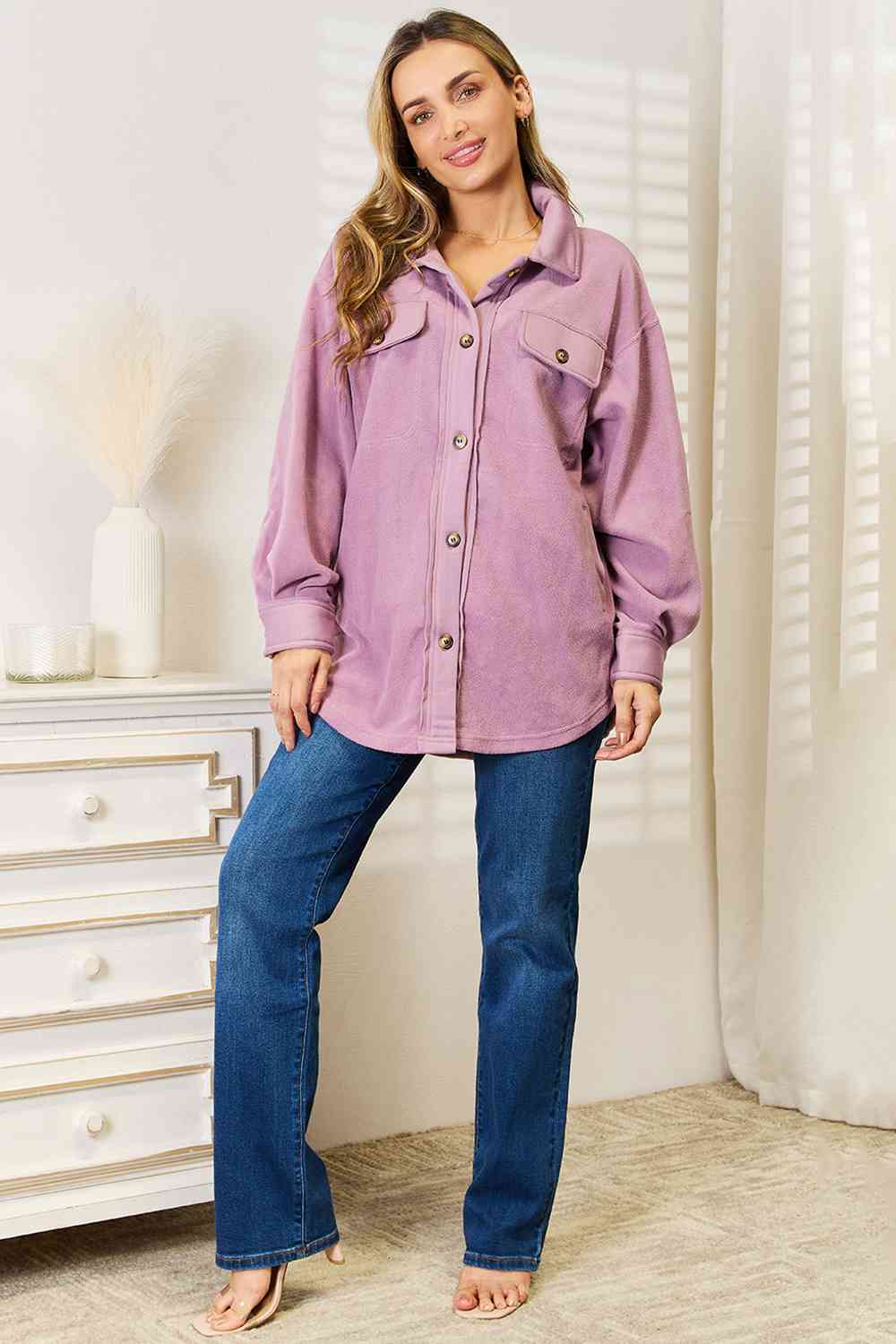 The Cozy Girl Full Size Button Down Shacket