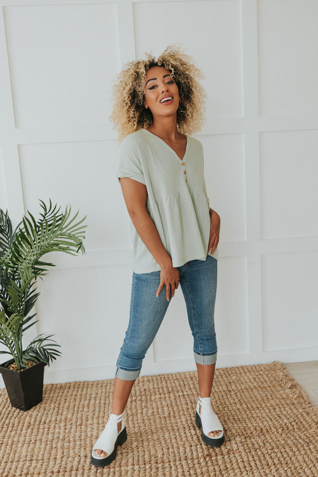 Sweet Ideas Waffle Knit Top