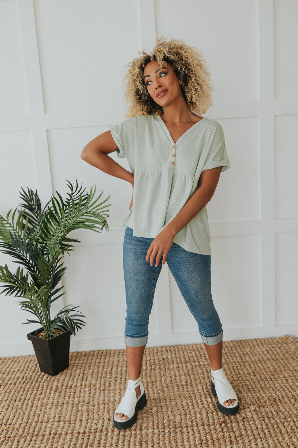 Sweet Ideas Waffle Knit Top