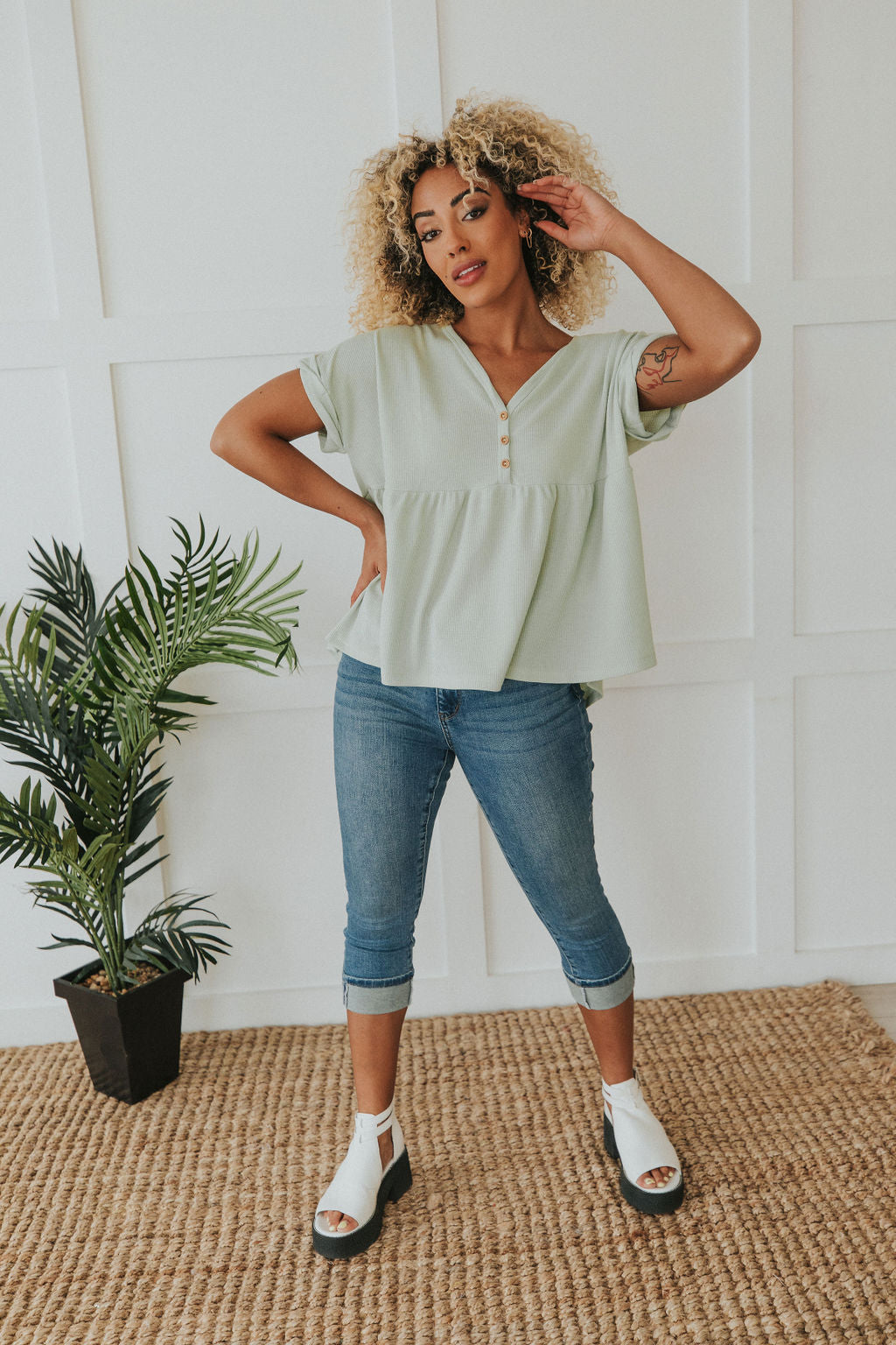 Sweet Ideas Waffle Knit Top