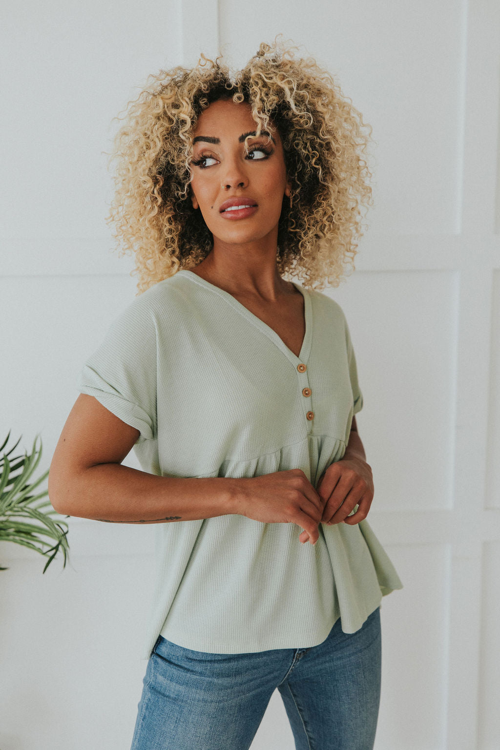 Sweet Ideas Waffle Knit Top