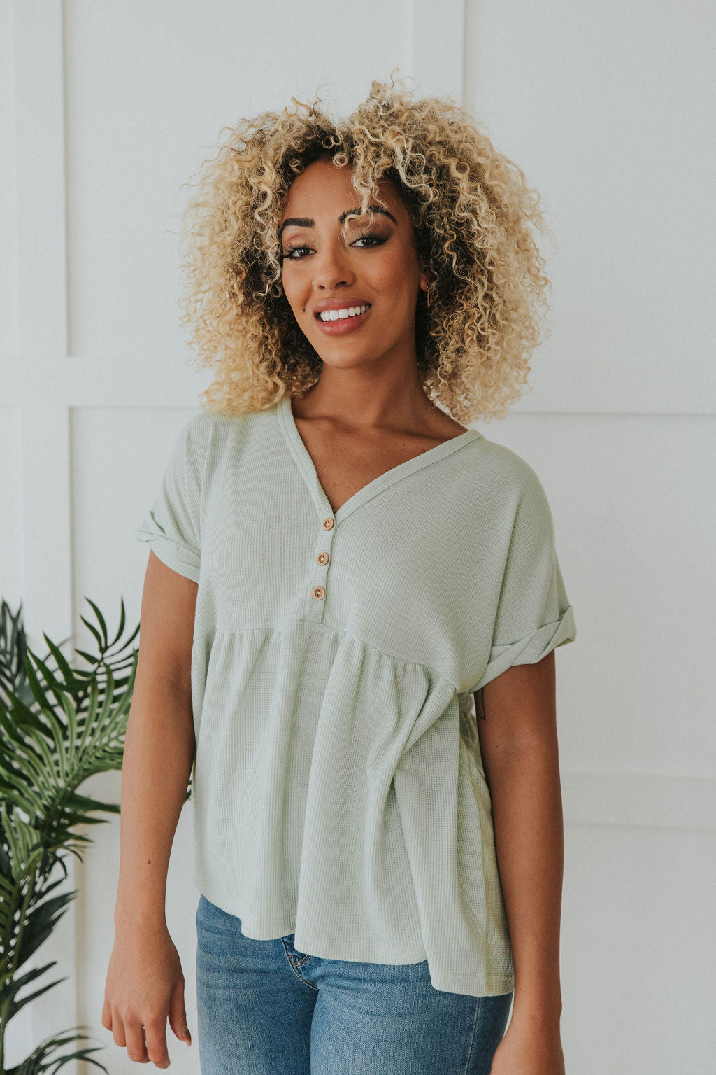 Sweet Ideas Waffle Knit Top