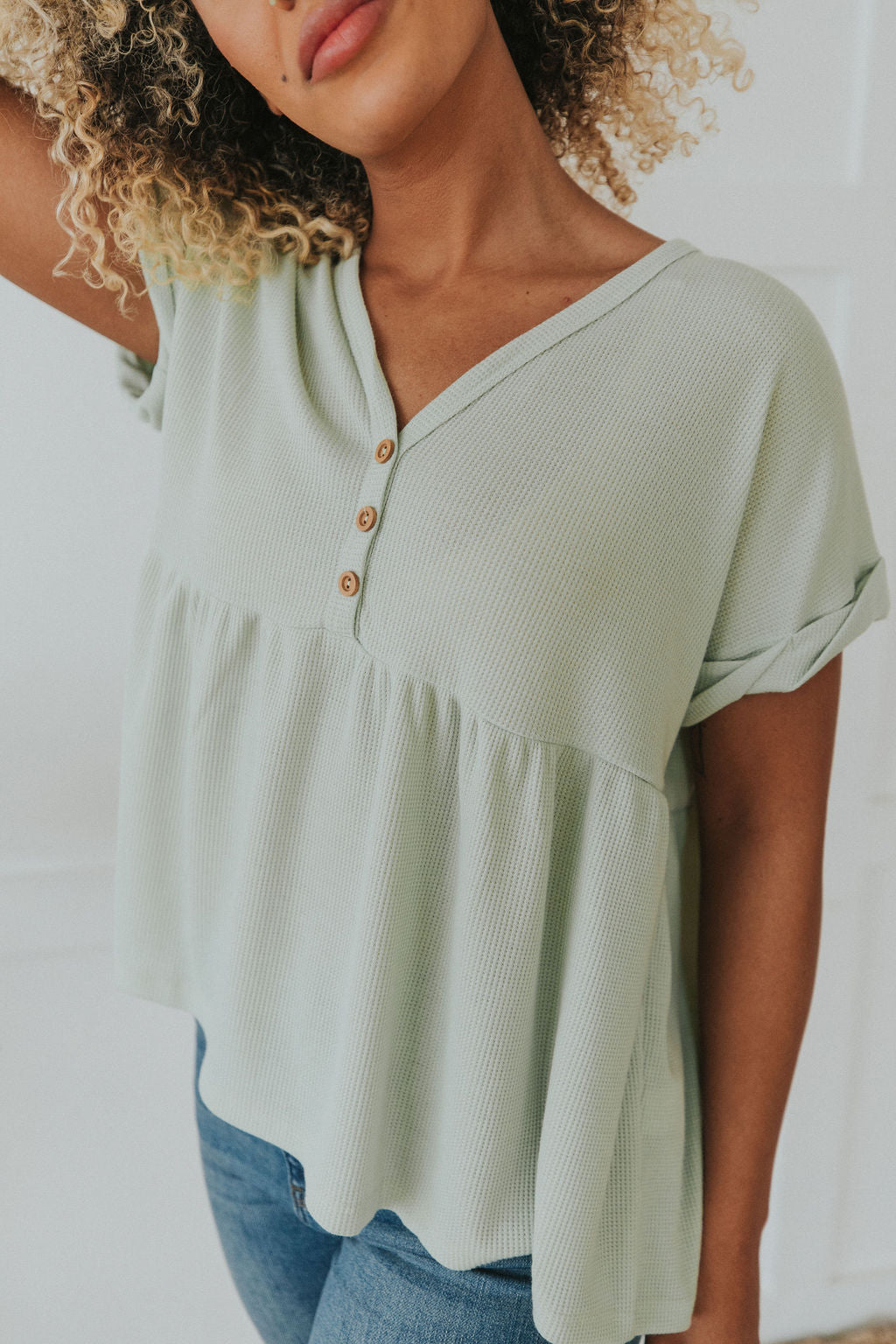 Sweet Ideas Waffle Knit Top