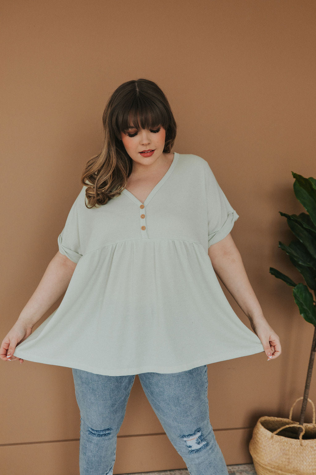 Sweet Ideas Waffle Knit Top